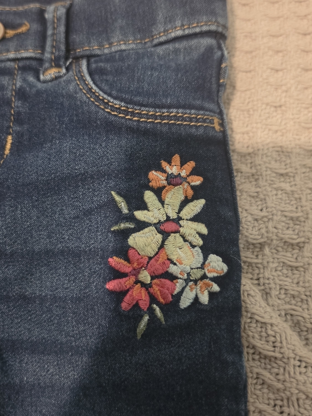 wonder nation Dark Blue Embroidered Girls Jeans - Picture 3 of 5